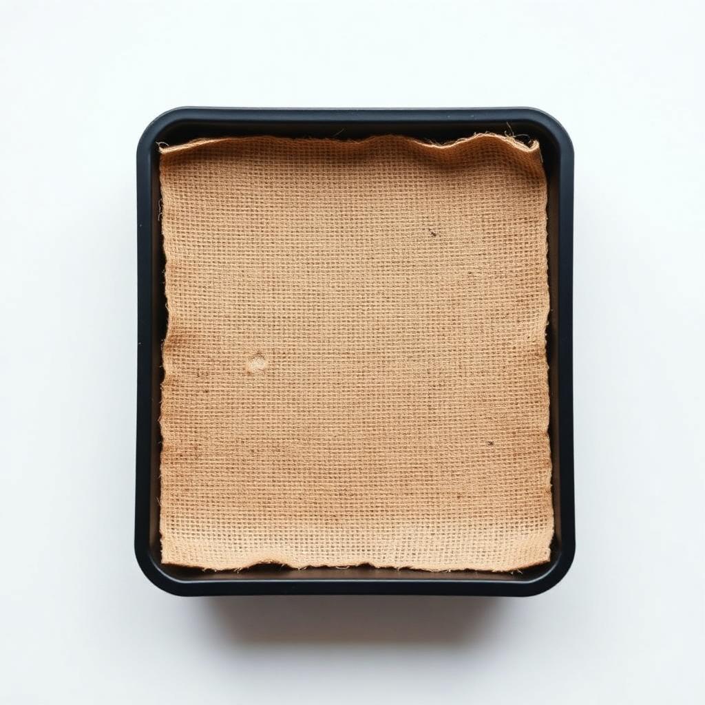 Square coconut fiber mat inside a growing tray