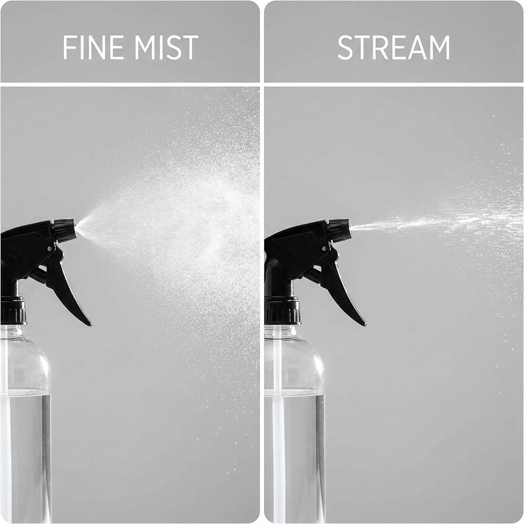 Fine mist and stream spray modes